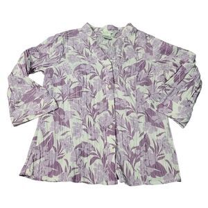 Fred David Petites Womens Button Up Blouse Multicolor Size PM Polyester Blend